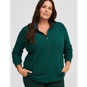 Torrid Plus Size 1 Green Half Zip Lounge Pullover Long Sleeve